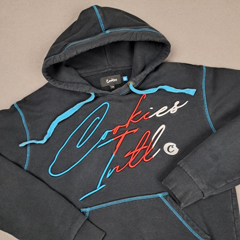 Cookies Hoodie Mens *Medium Black Big‎ Logo Pouch Pocket Tokers Sweater Cotton